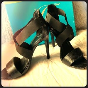 Black strappy heels